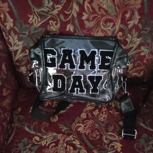 Clear Vinyl Crossbody Bag with GAME DAY Graphic - Black